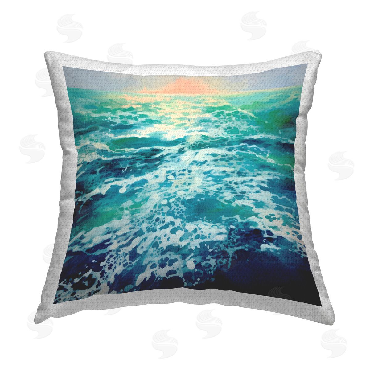 Irena Orlov Sunset over Crashing Sea Outdoor Quick-Dry Polyester Printed Throw Pillow
