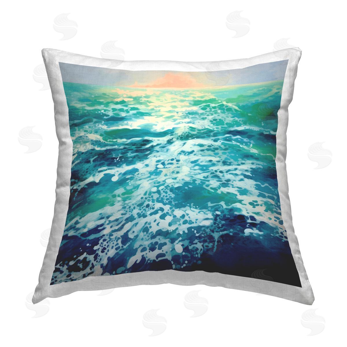 Irena Orlov Sunset over Crashing Sea Printed Plush Polyester Throw Pillow