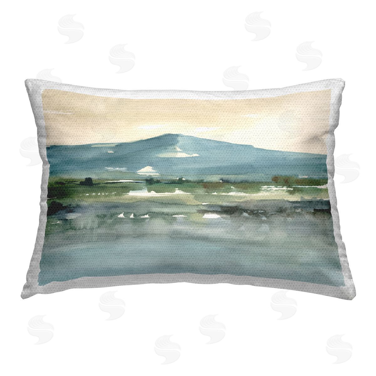 Ethan Harper Blue Mountain Watercolor Outdoor Quick-Dry Polyester Printed Throw Pillow