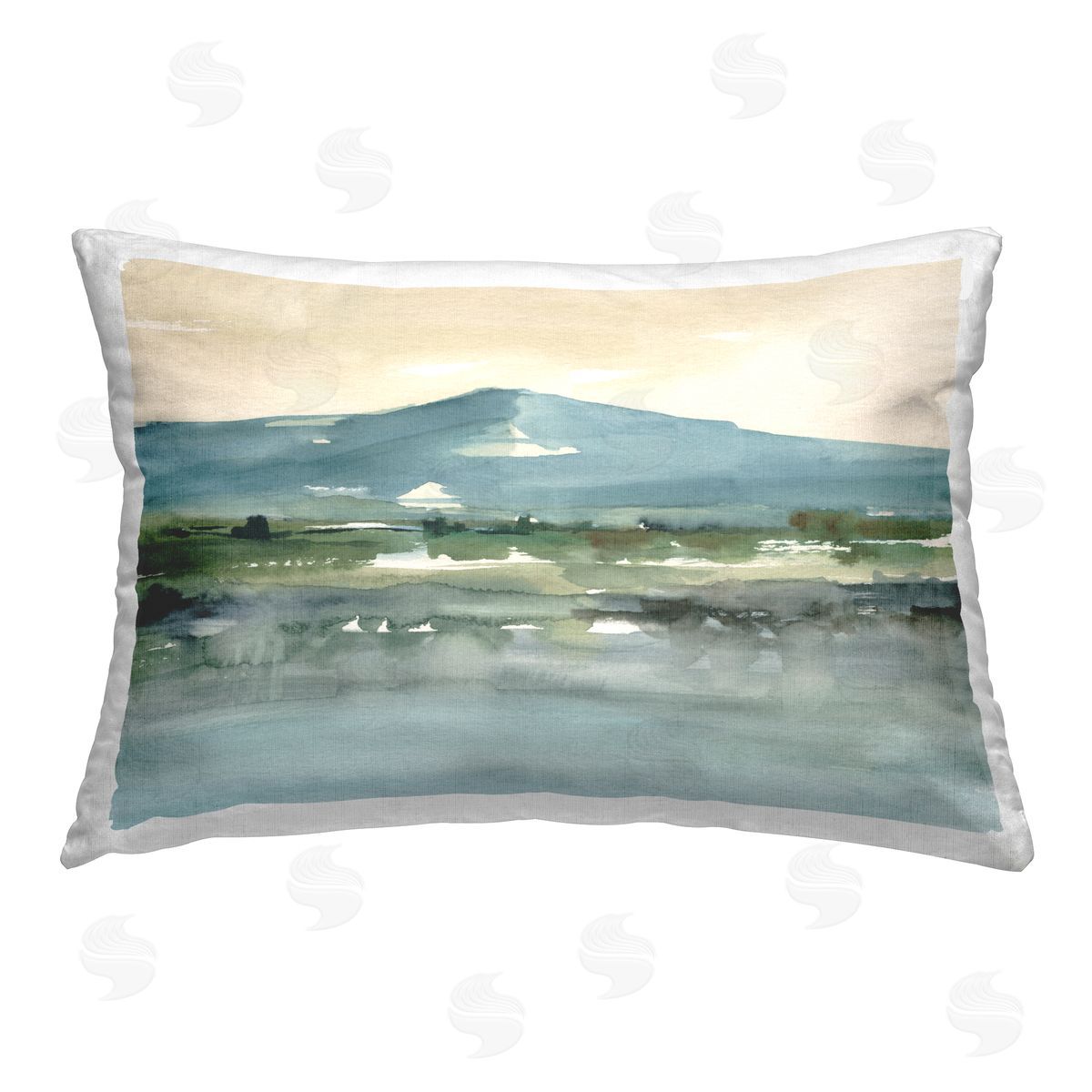 Ethan Harper Blue Mountain Watercolor Printed Plush Polyester Throw Pillow