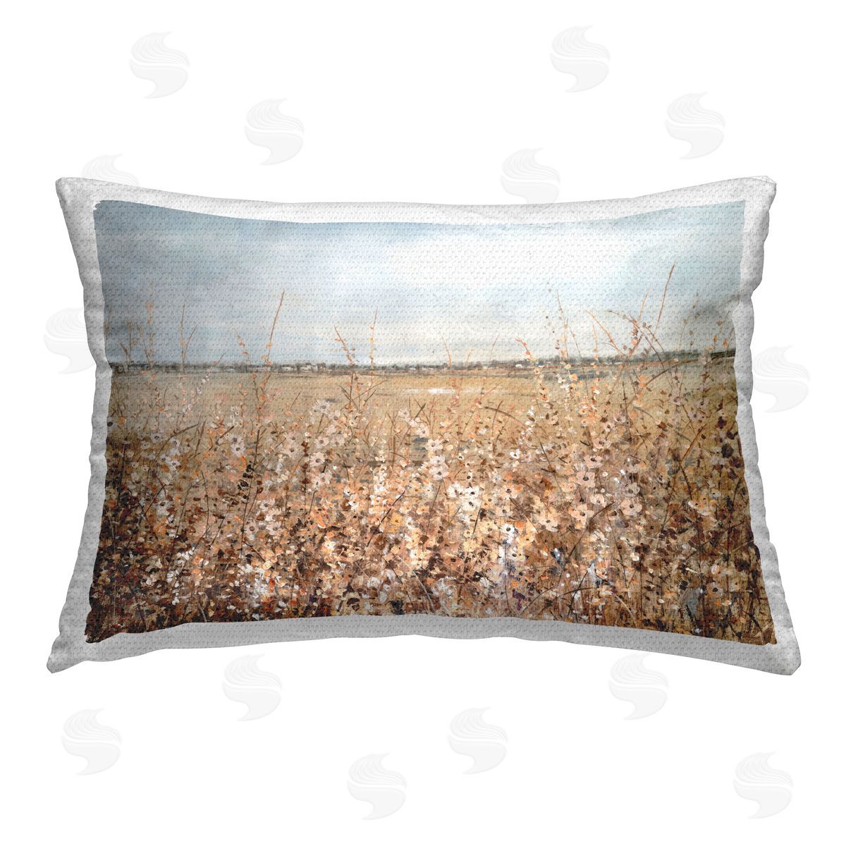 Tim O'Toole Solemn Neutral Meadow Outdoor Quick-Dry Polyester Printed Throw Pillow
