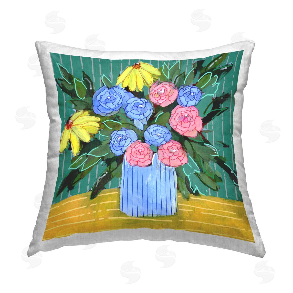 Regina Moore Modern Style Blooms Printed Plush Polyester Throw Pillow