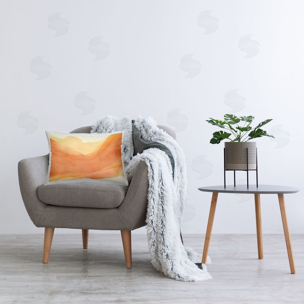 Grace Popp Orange Splash Wave Printed Plush Polyester Throw Pillow On Chair