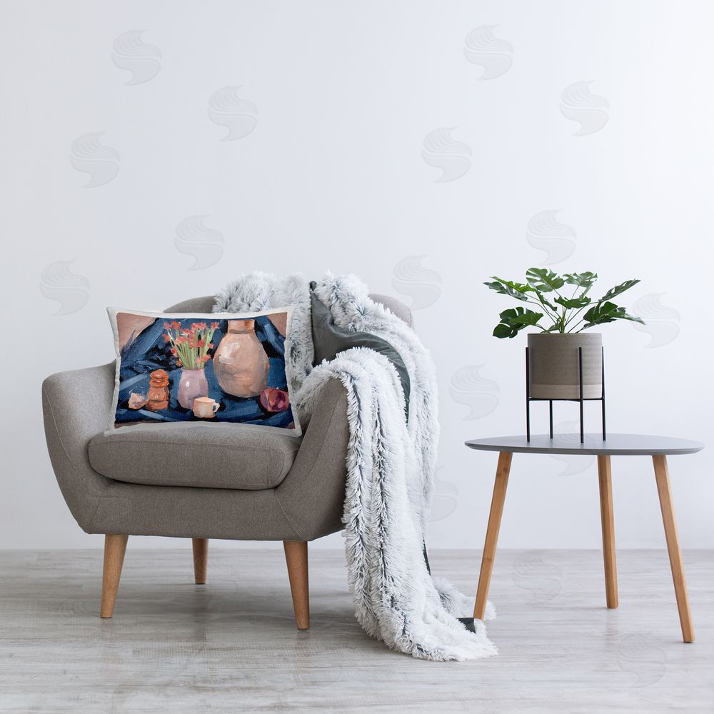 Melissa Wang Classic Still Life Scene Printed Plush Polyester Throw Pillow On Chair