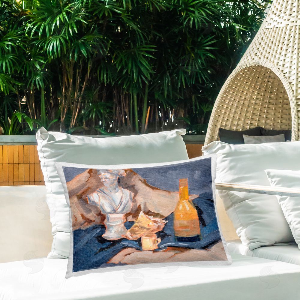 Melissa Wang Still Life on Blanket Outdoor Quick-Dry Polyester Printed Throw Pillow in Back Yard
