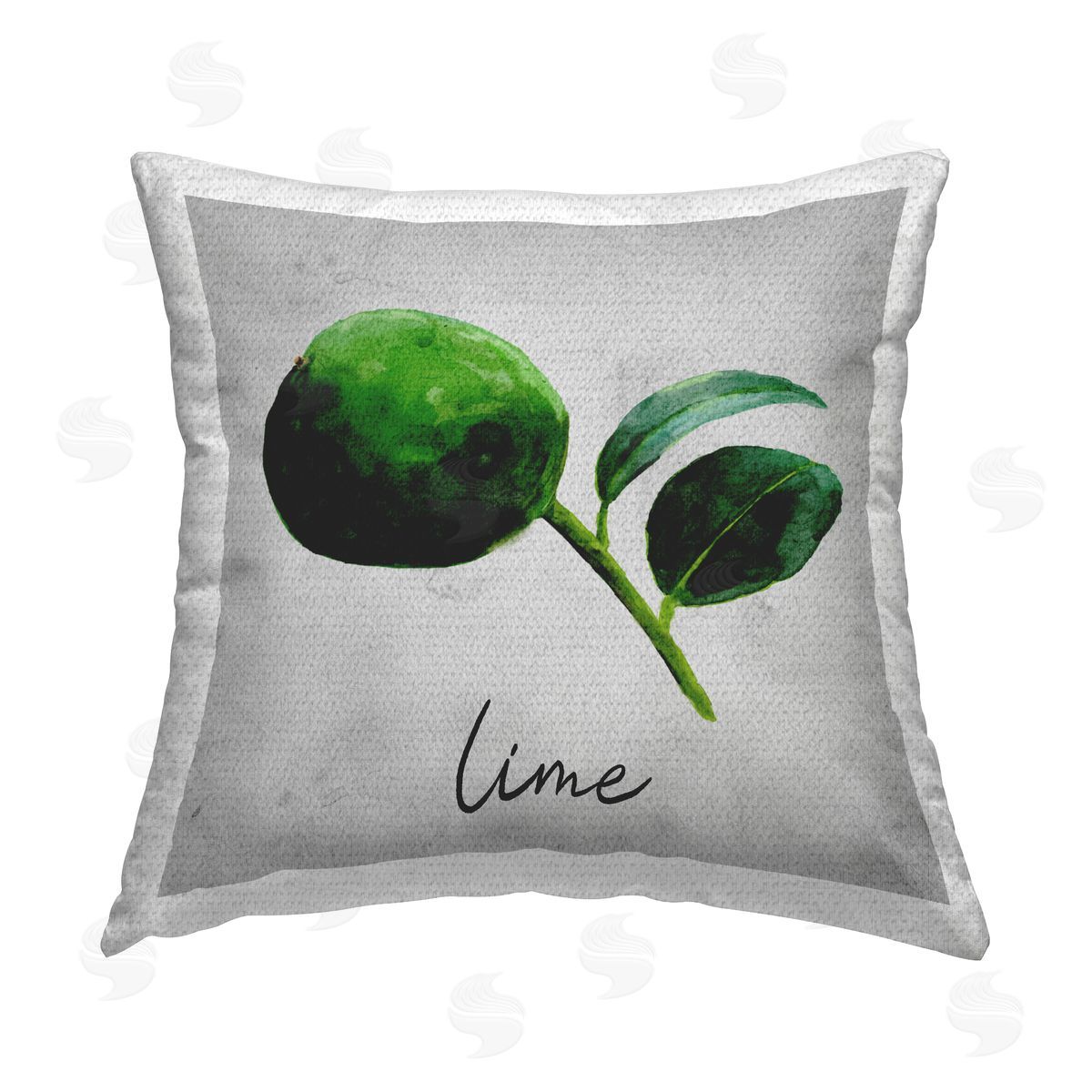 Regina Moore Kitchen Lime with Leaf Outdoor Quick-Dry Polyester Printed Throw Pillow