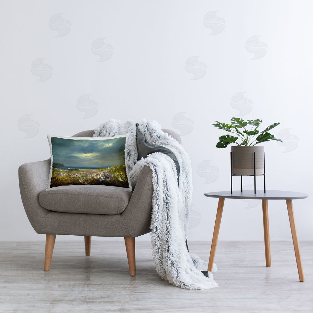 Sheila Finch Flowers by Stormy Beach Printed Plush Polyester Throw Pillow On Chair