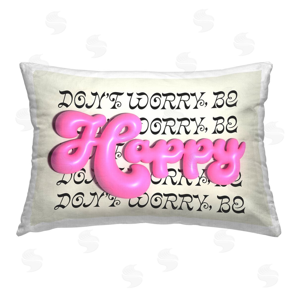 Victoria Barnes Bubble Letters Happy Printed Plush Polyester Throw Pillow