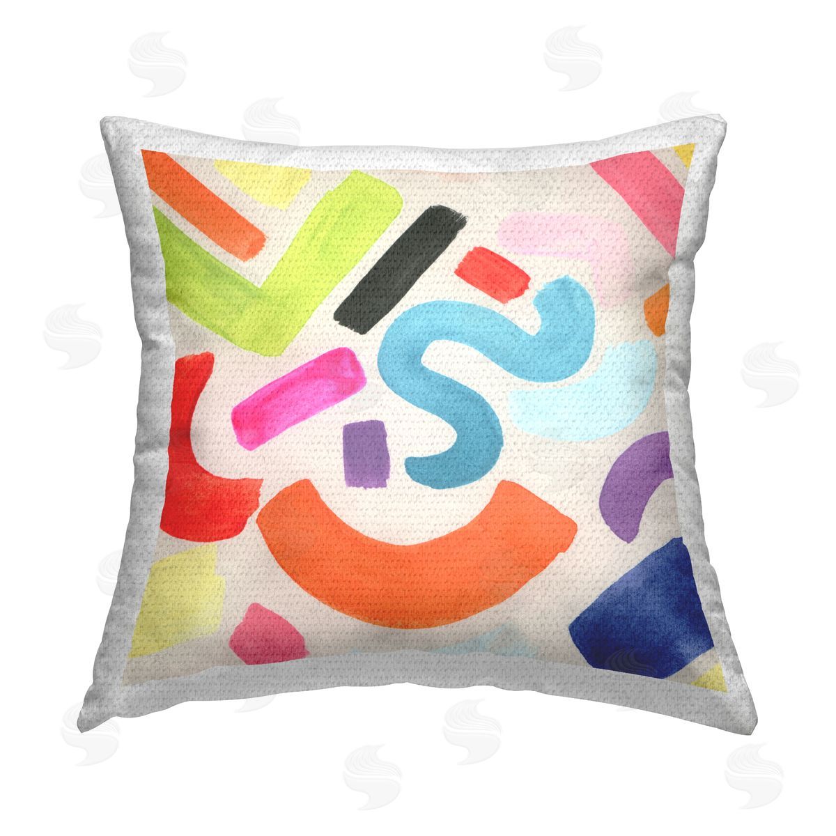 June Erica Vess Retro Squiggle Shapes Outdoor Quick-Dry Polyester Printed Throw Pillow