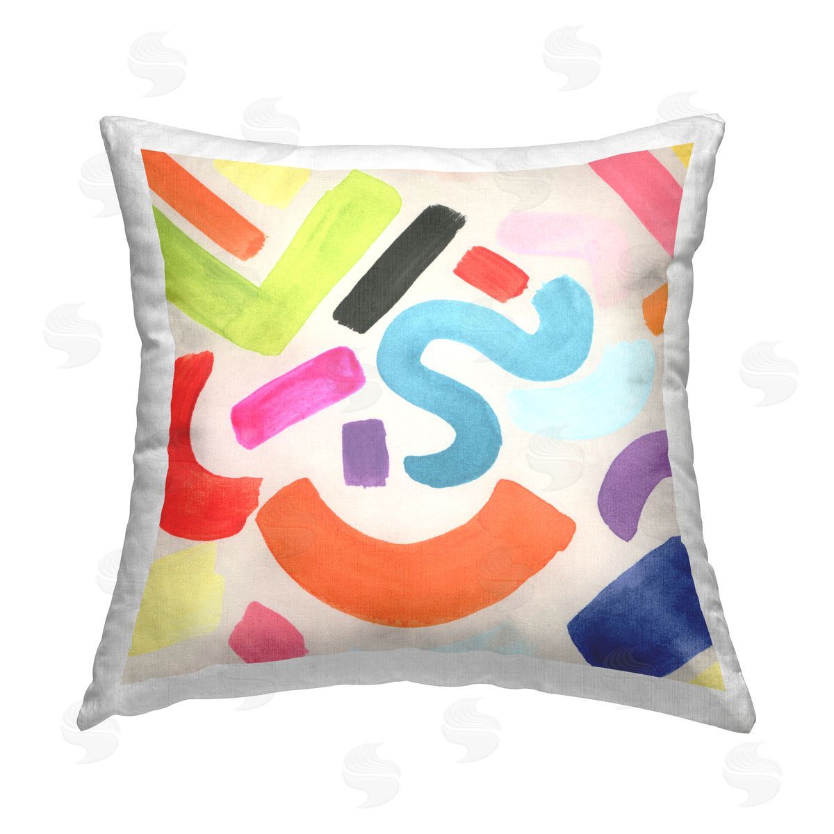 June Erica Vess Retro Squiggle Shapes Printed Plush Polyester Throw Pillow