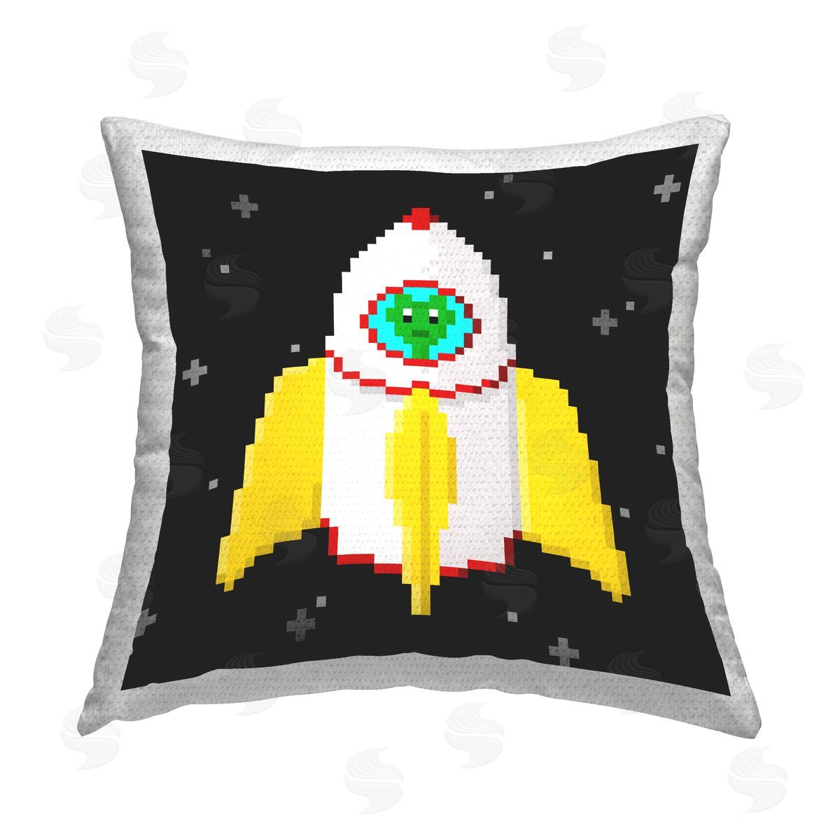June Erica Vess Pixel Alien in Space Outdoor Quick-Dry Polyester Printed Throw Pillow