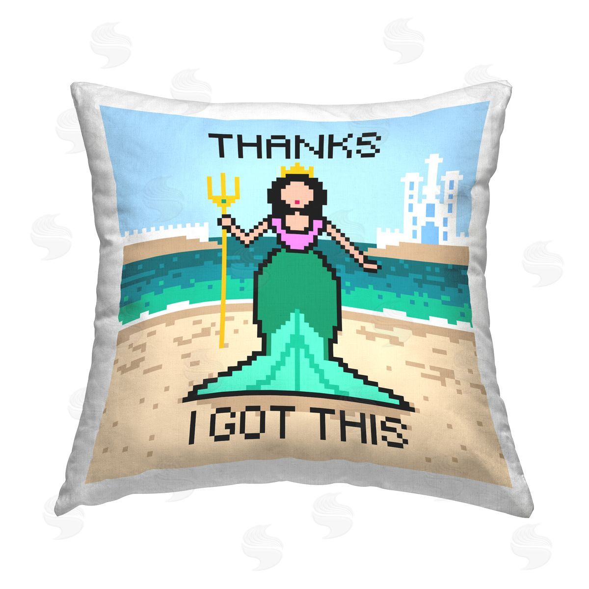 Grace Popp I Got This Pixel Mermaid Printed Plush Polyester Throw Pillow