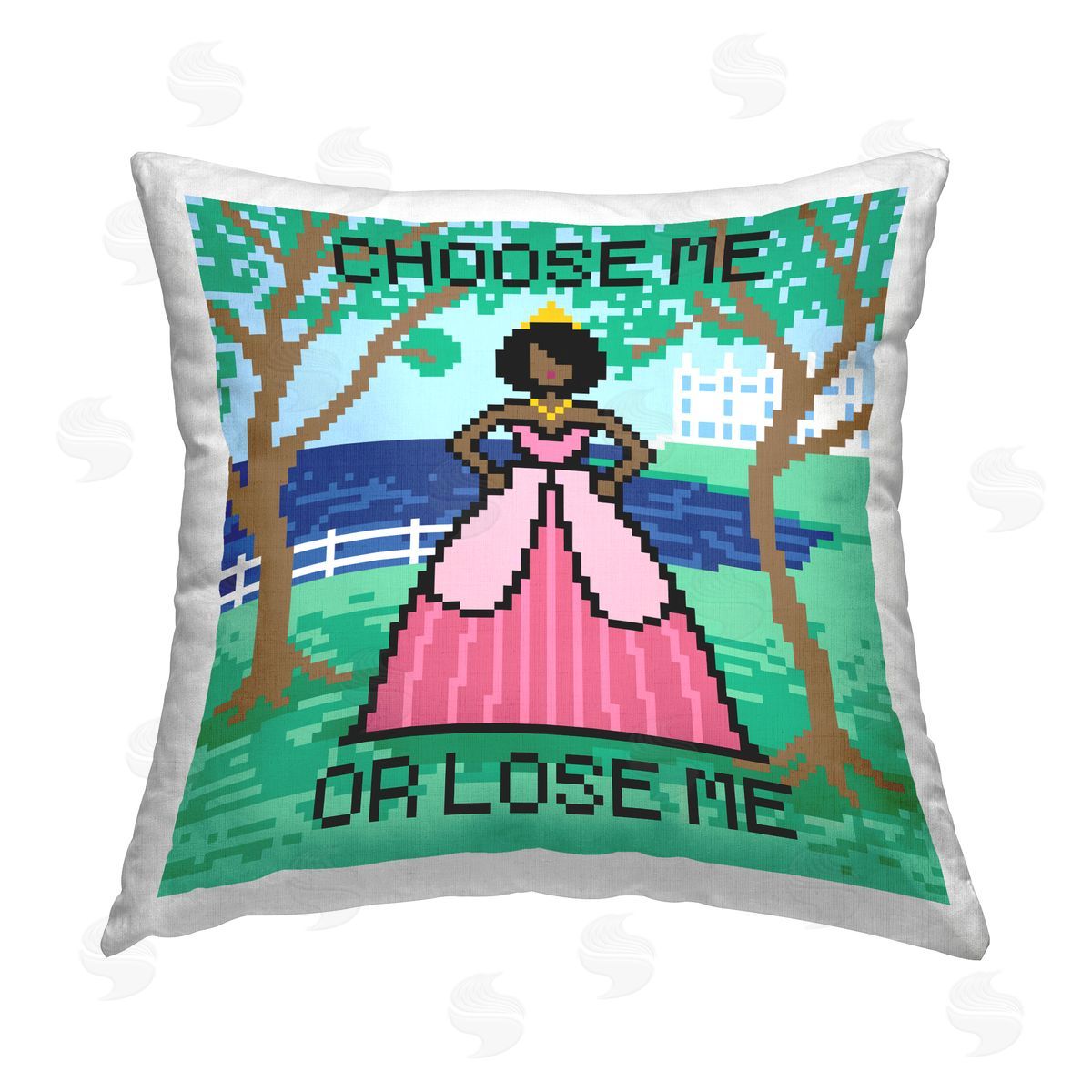 Grace Popp Choose Me Pixel Princess Printed Plush Polyester Throw Pillow