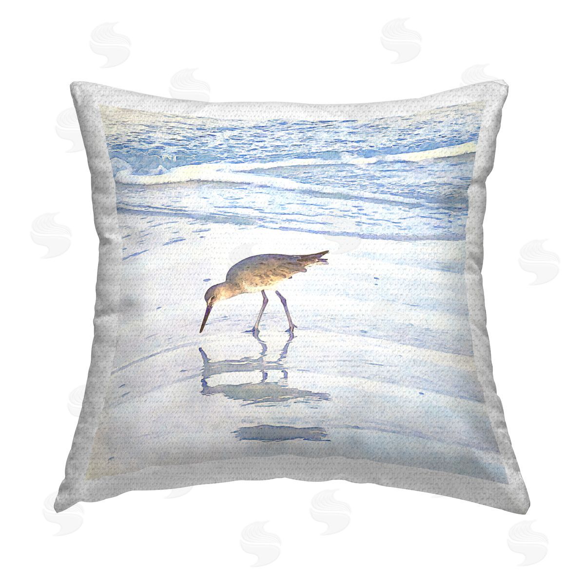 Christine Zalewski Sandpiper's Beach Reflection Outdoor Quick-Dry Polyester Printed Throw Pillow