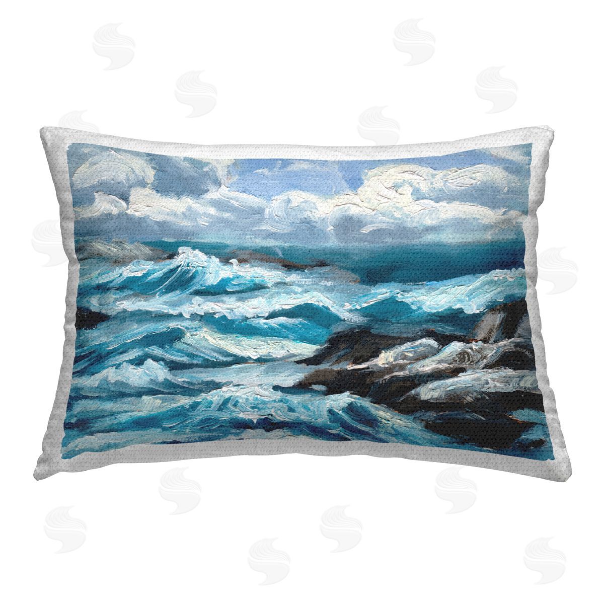 Melissa Wang Rough Sea Waves Splash Outdoor Quick-Dry Polyester Printed Throw Pillow