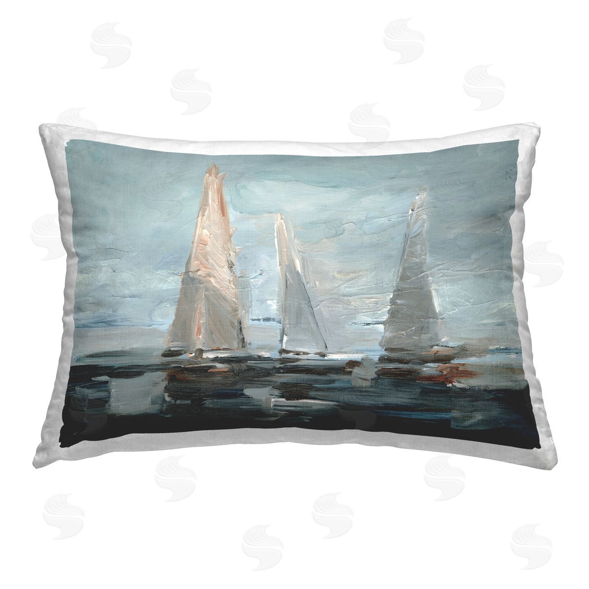 Ethan Harper Painterly Sailboat Trio Printed Plush Polyester Throw Pillow
