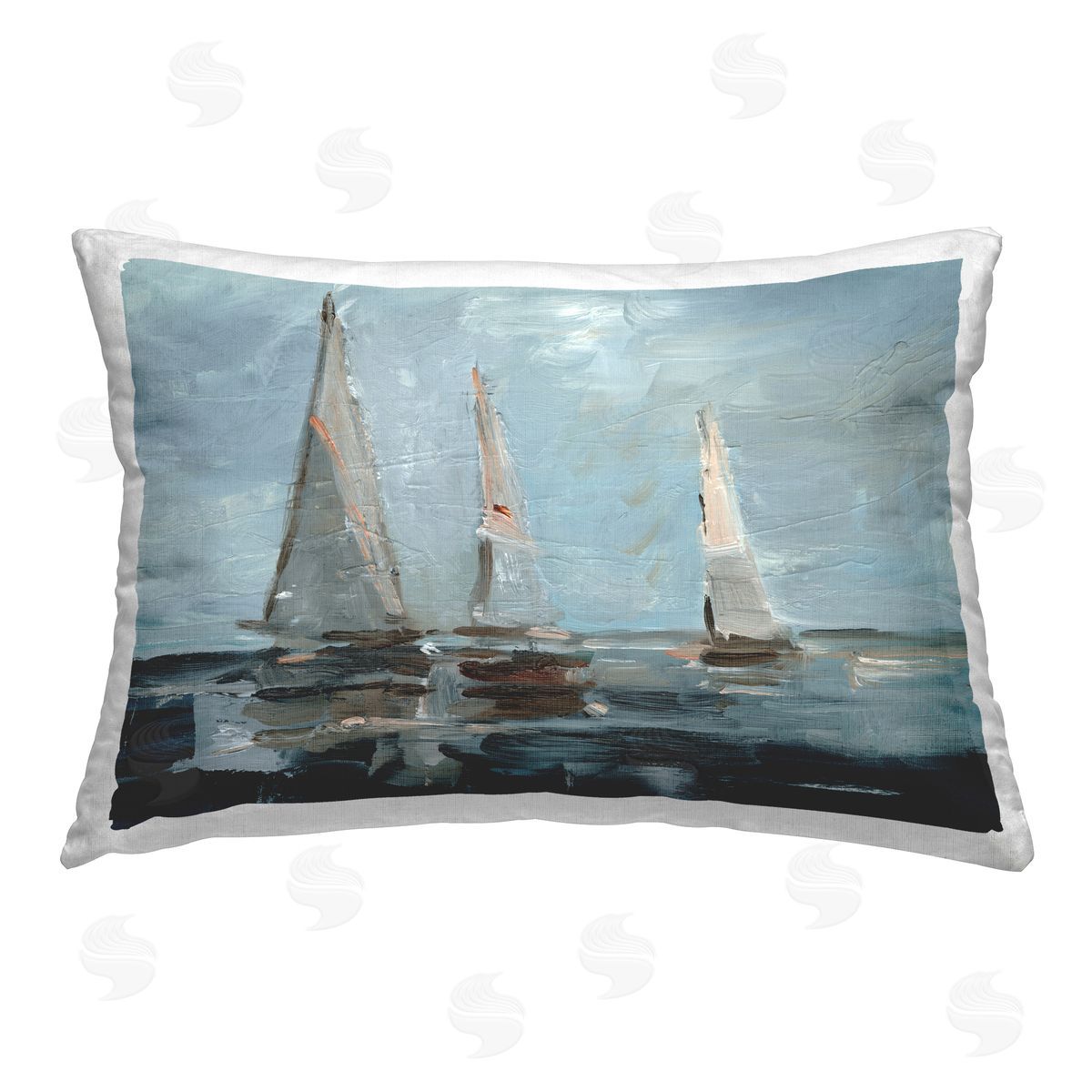 Ethan Harper Moody Sailboats Maritime Printed Plush Polyester Throw Pillow