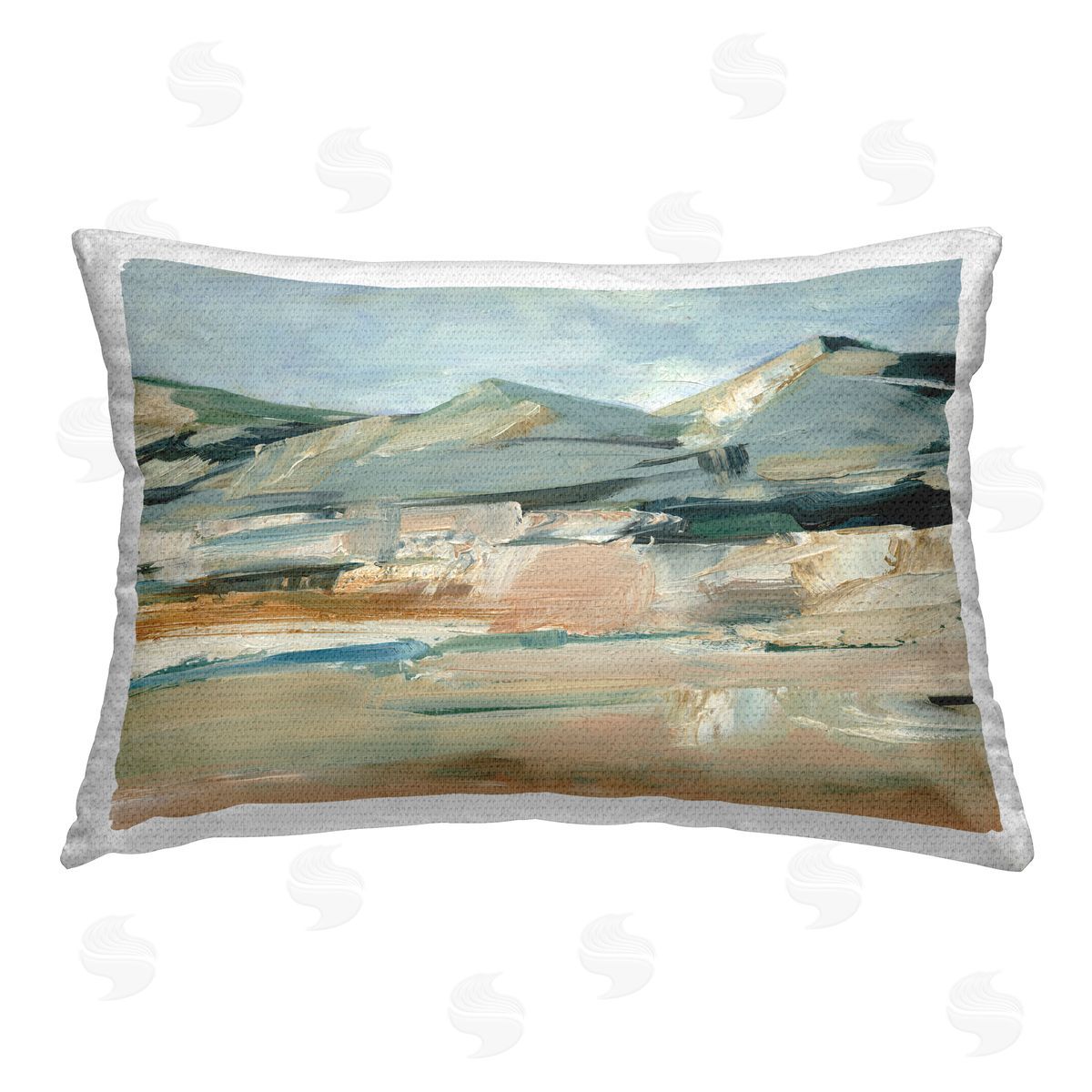 Ethan Harper Neutral Hued Mountains Outdoor Quick-Dry Polyester Printed Throw Pillow