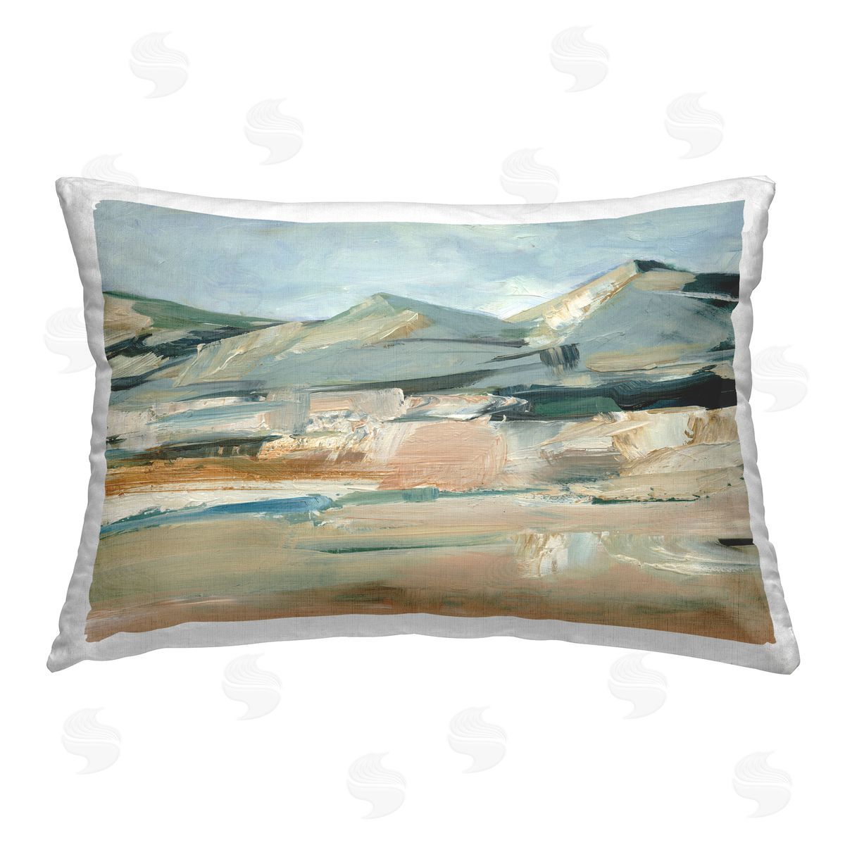 Ethan Harper Neutral Hued Mountains Printed Plush Polyester Throw Pillow