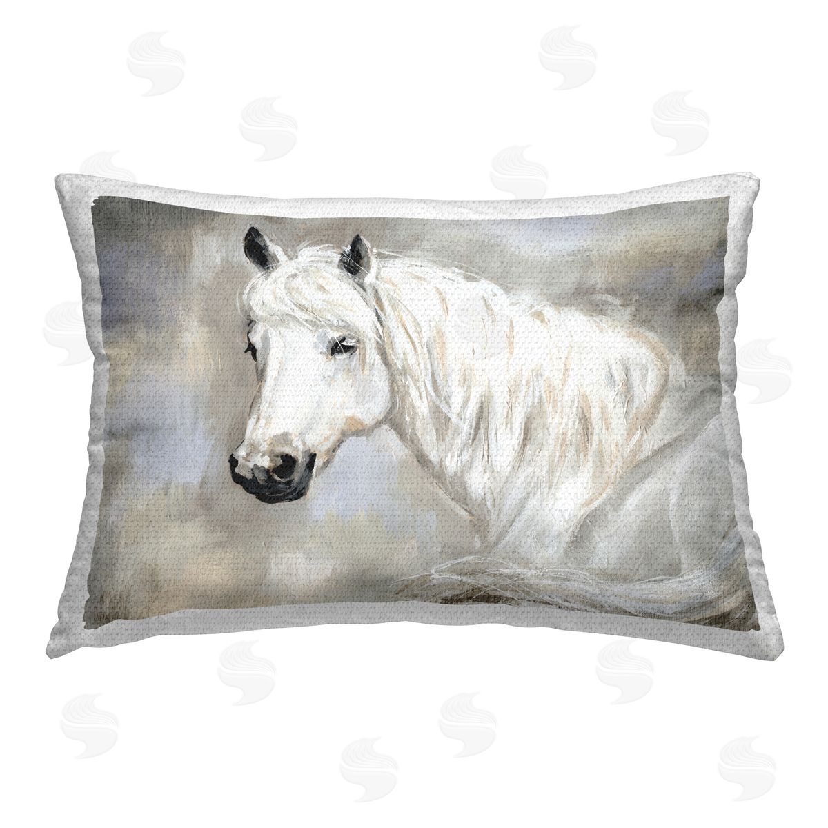 Victoria Barnes White Horse Elegance Outdoor Quick-Dry Polyester Printed Throw Pillow