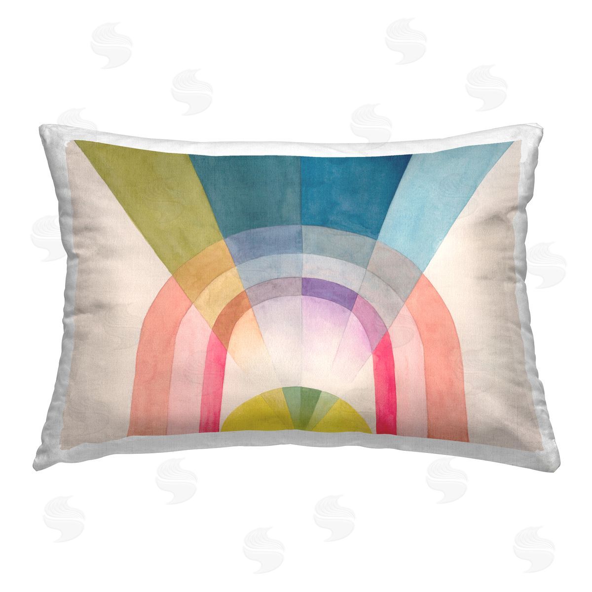 Grace Popp Sun Rays & Rainbow Printed Plush Polyester Throw Pillow