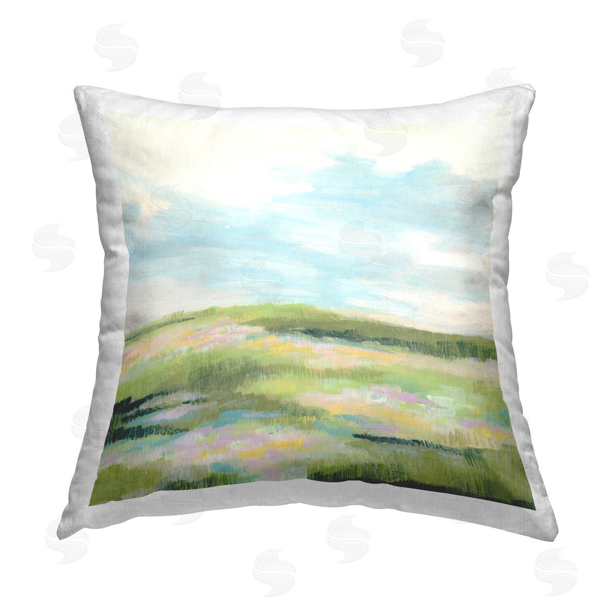 June Erica Vess Brushed Meadow & Sky Printed Plush Polyester Throw Pillow