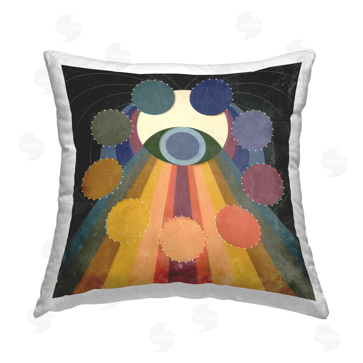 Victoria Barnes Eye with Circles Pattern Printed Plush Polyester Throw Pillow