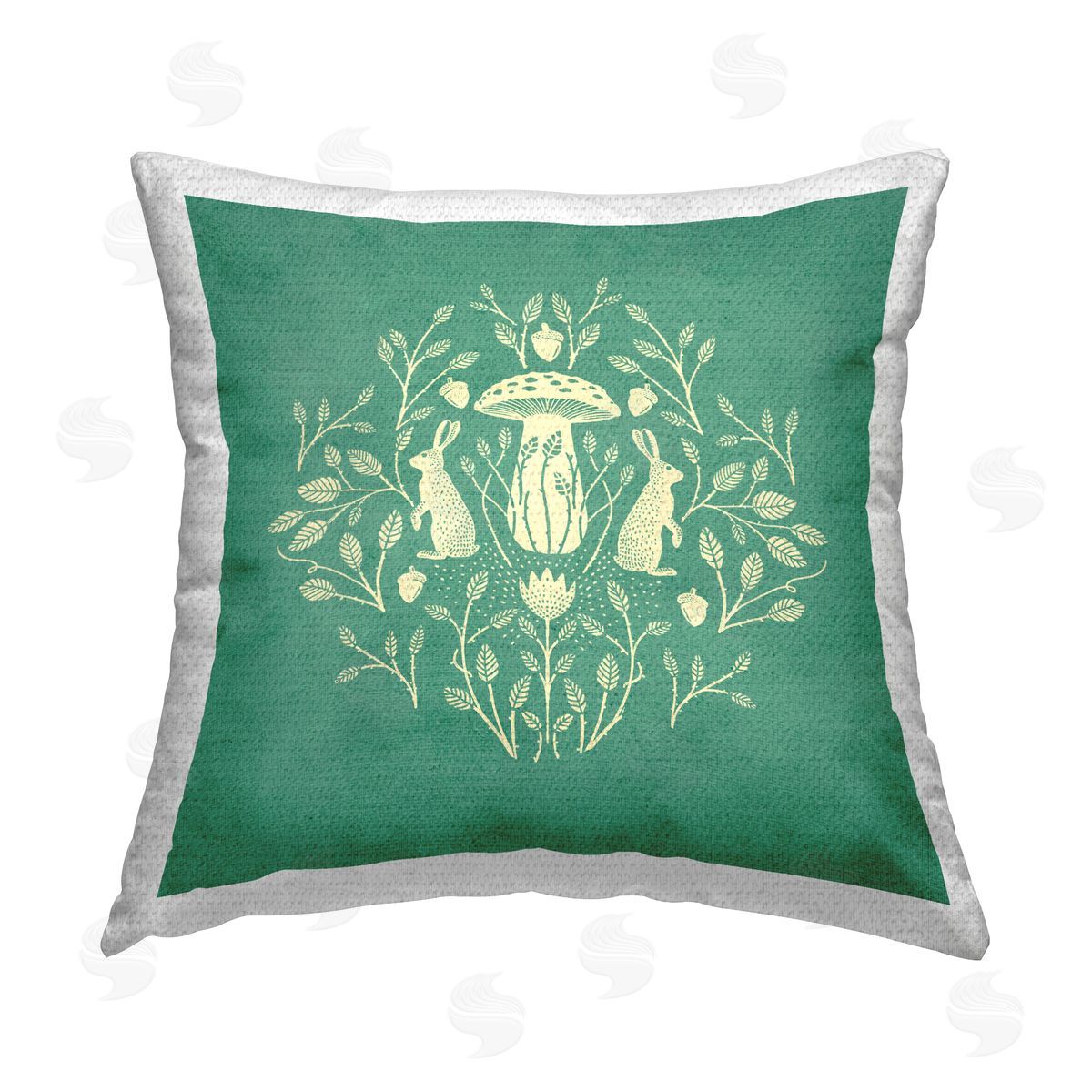 Katie O'Shea Floral Herbs with Rabbits Outdoor Quick-Dry Polyester Printed Throw Pillow