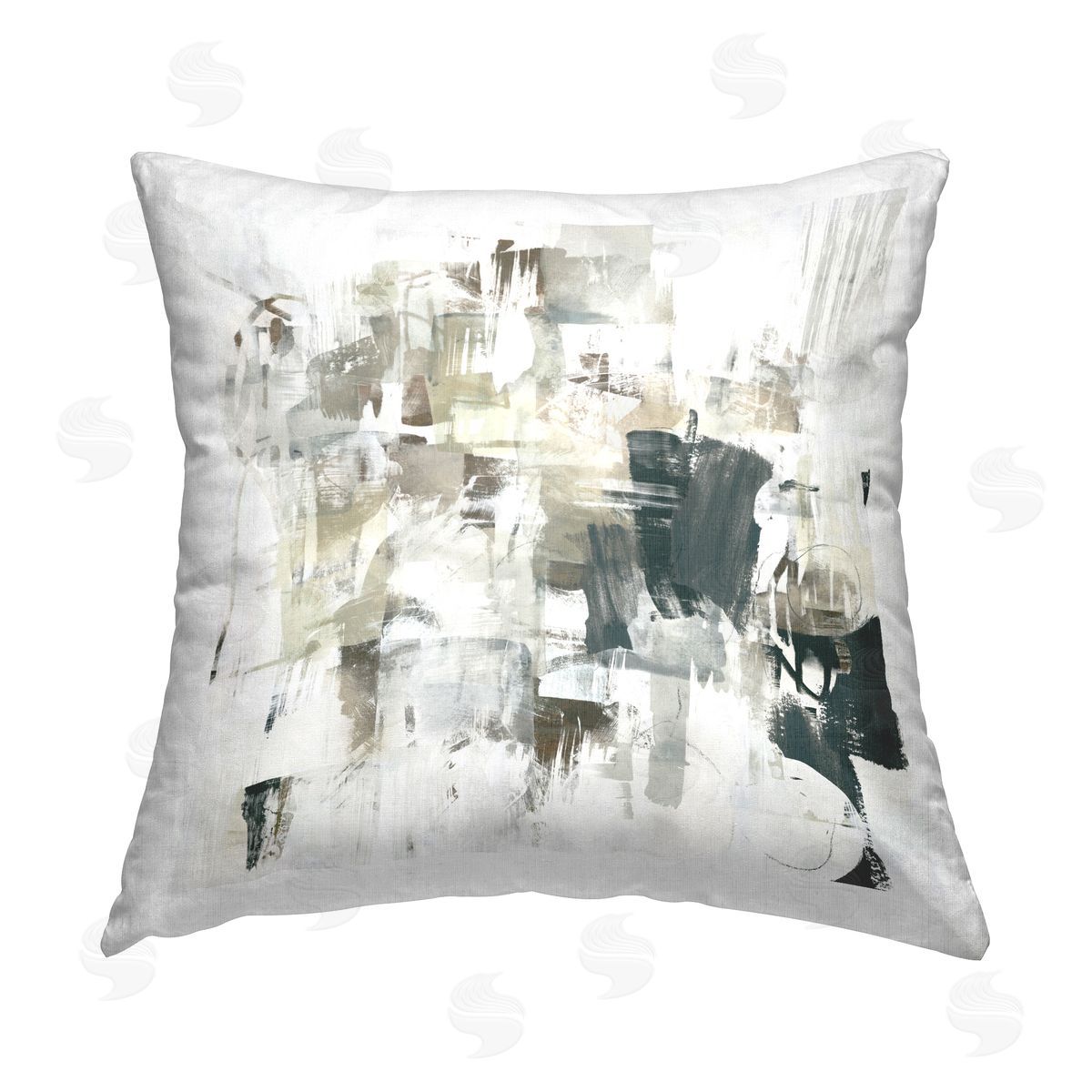June Erica Vess Abstract Monochrome Paint Printed Plush Polyester Throw Pillow