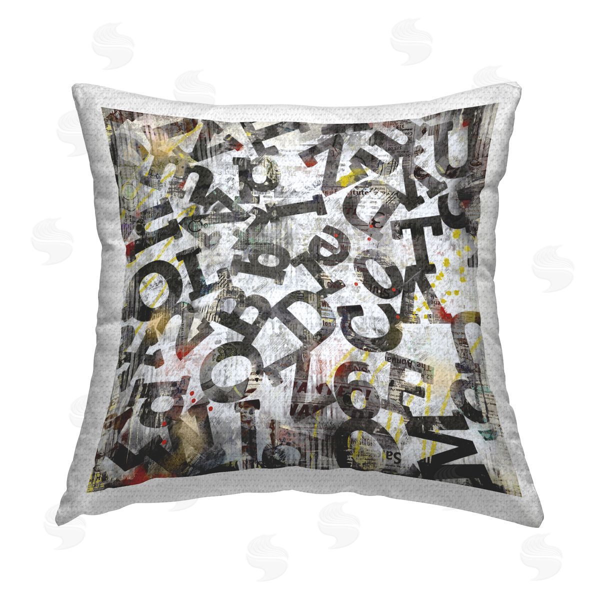 Laura Gibson Collaged Typography Letters Outdoor Quick-Dry Polyester Printed Throw Pillow