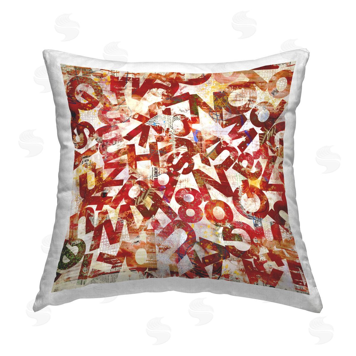 Laura Gibson Red Typography Collage Printed Plush Polyester Throw Pillow