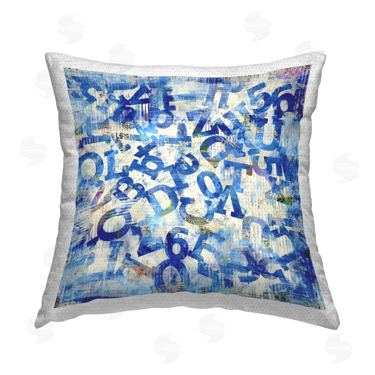 Laura Gibson Blue Letters Arrangement Outdoor Quick-Dry Polyester Printed Throw Pillow