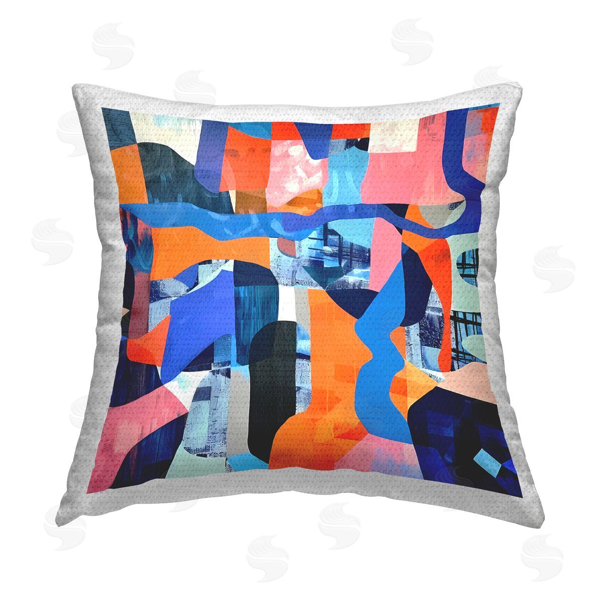 Walker Noble Wavy Woven Shapes Collage Outdoor Quick-Dry Polyester Printed Throw Pillow
