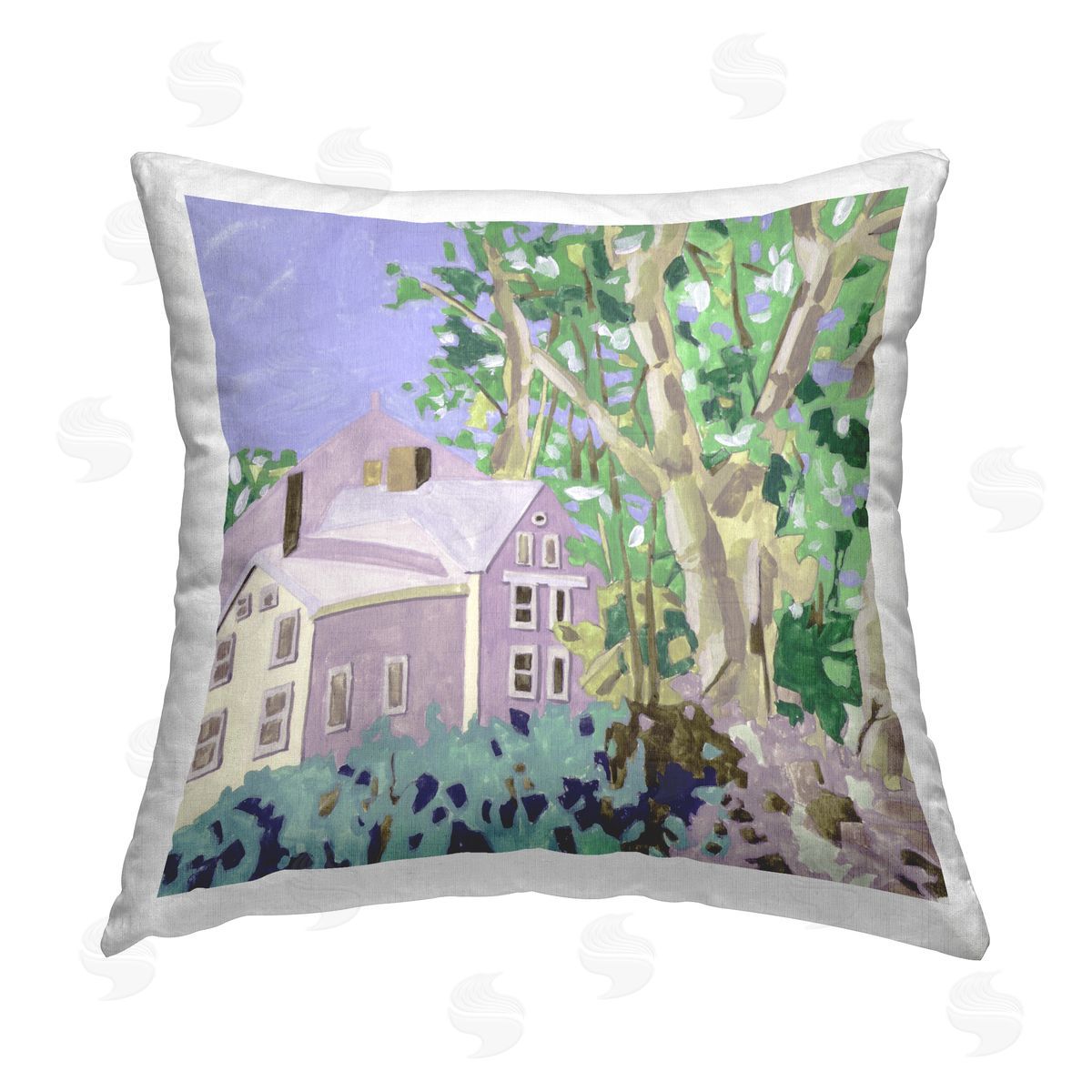 Melissa Wang Building View Through Trees Printed Plush Polyester Throw Pillow