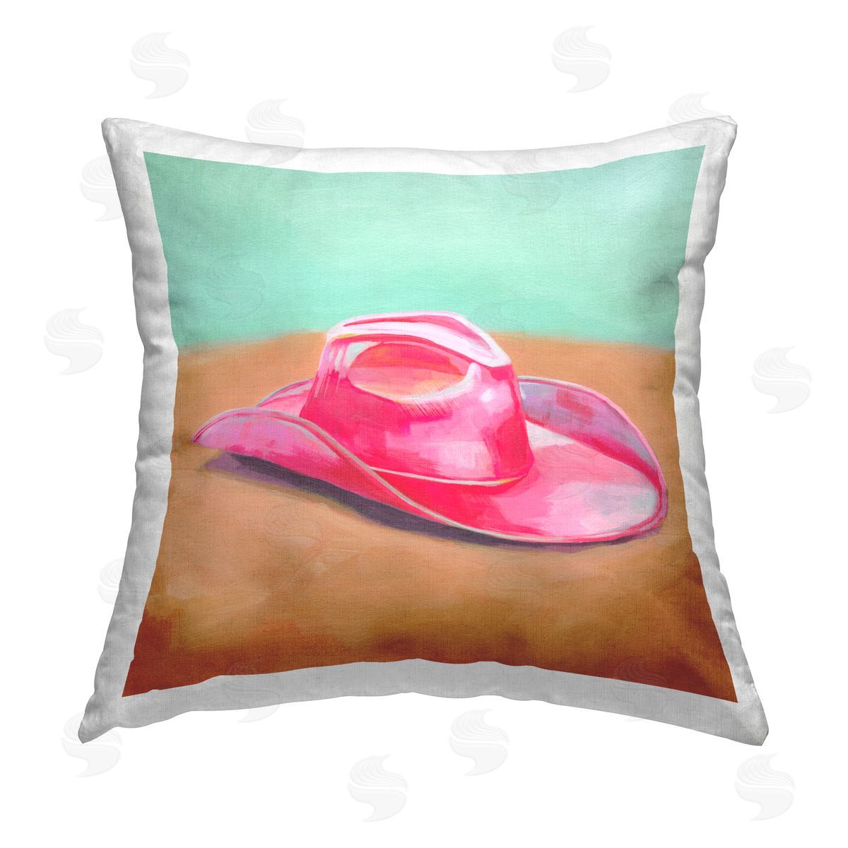 Grace Popp Pink Cowgirl Hat Printed Plush Polyester Throw Pillow