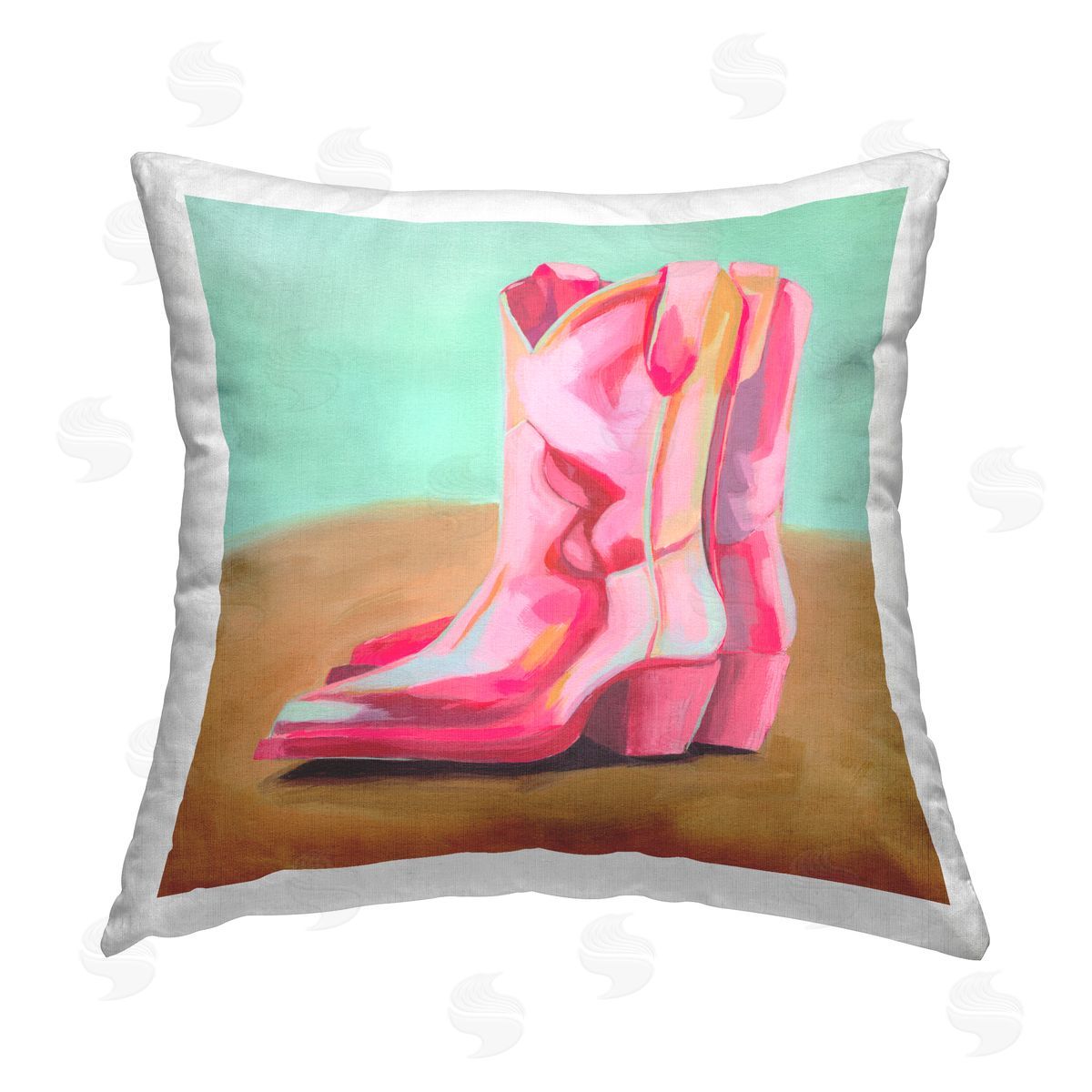 Grace Popp Pink Heeled Cowgirl Boots Printed Plush Polyester Throw Pillow