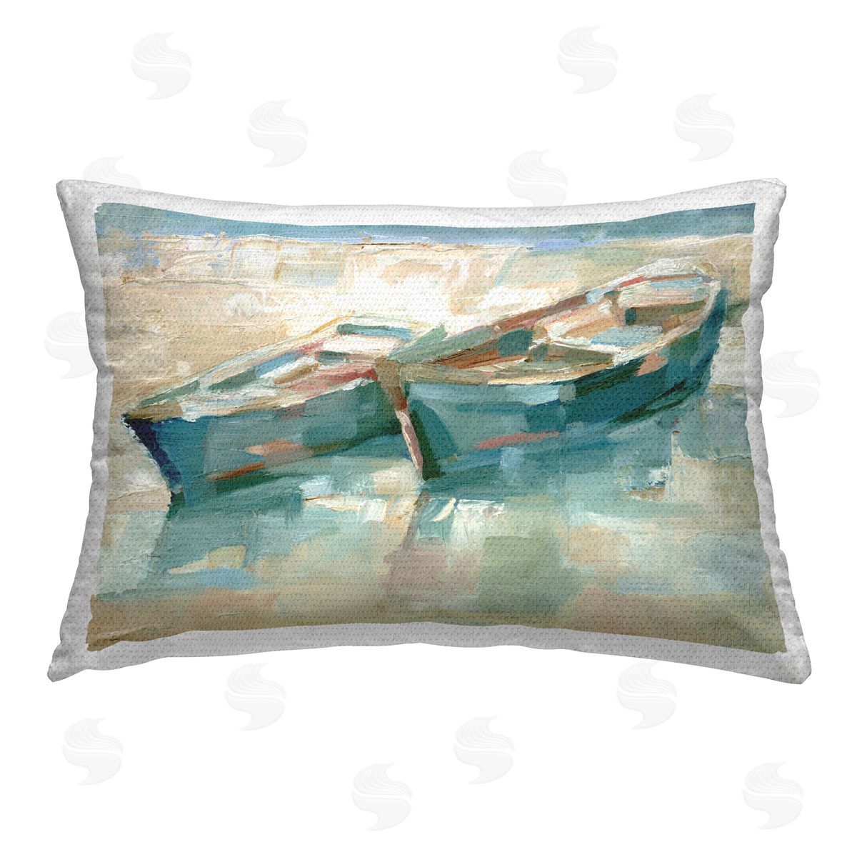Ethan Harper Boat Duo on Shore Outdoor Quick-Dry Polyester Printed Throw Pillow