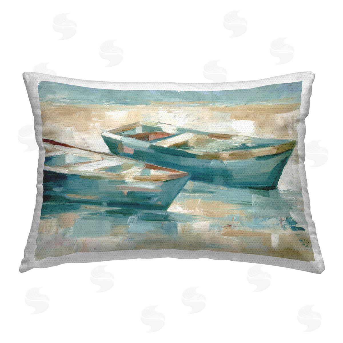 Ethan Harper Two Boats Abstraction Outdoor Quick-Dry Polyester Printed Throw Pillow
