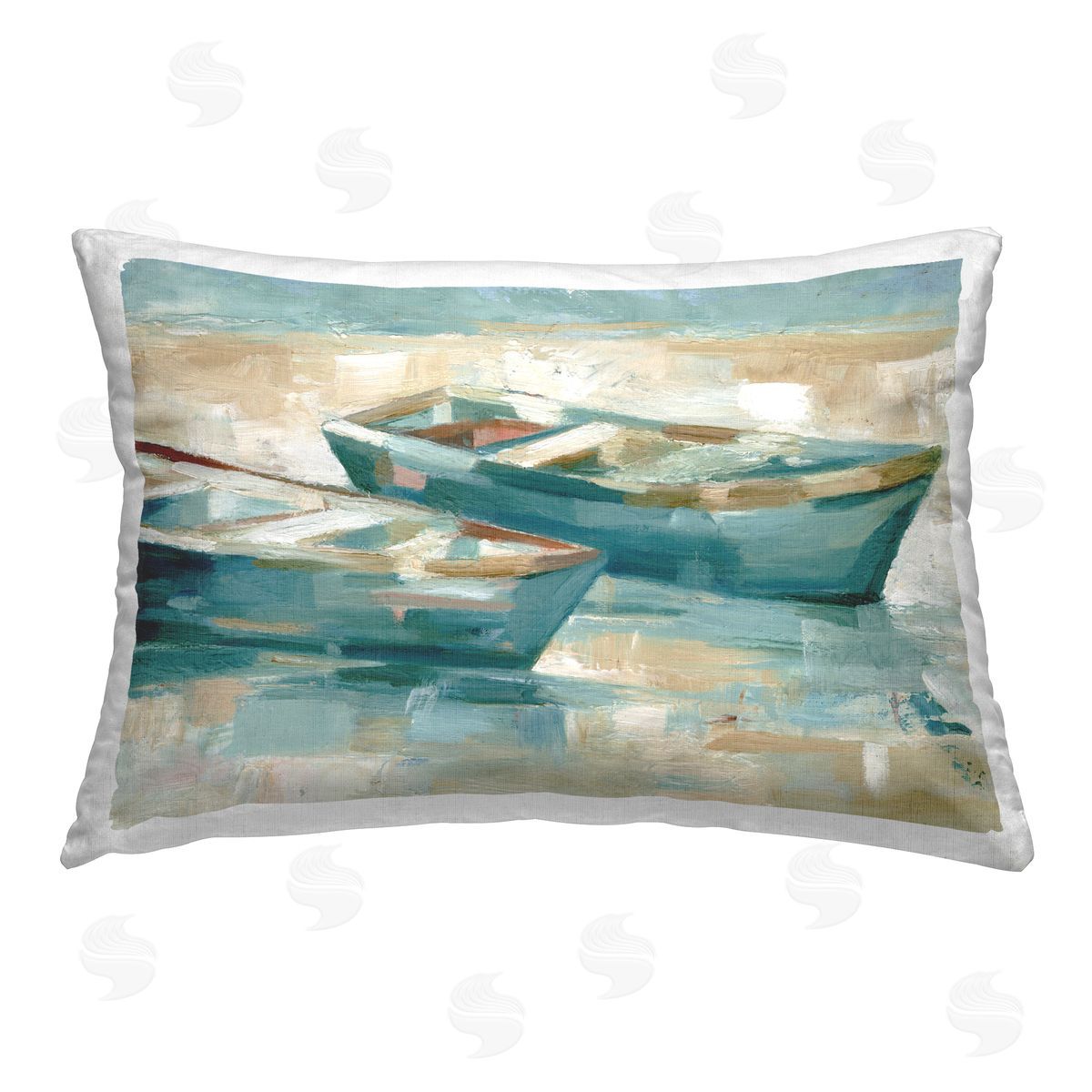 Ethan Harper Two Boats Abstraction Printed Plush Polyester Throw Pillow