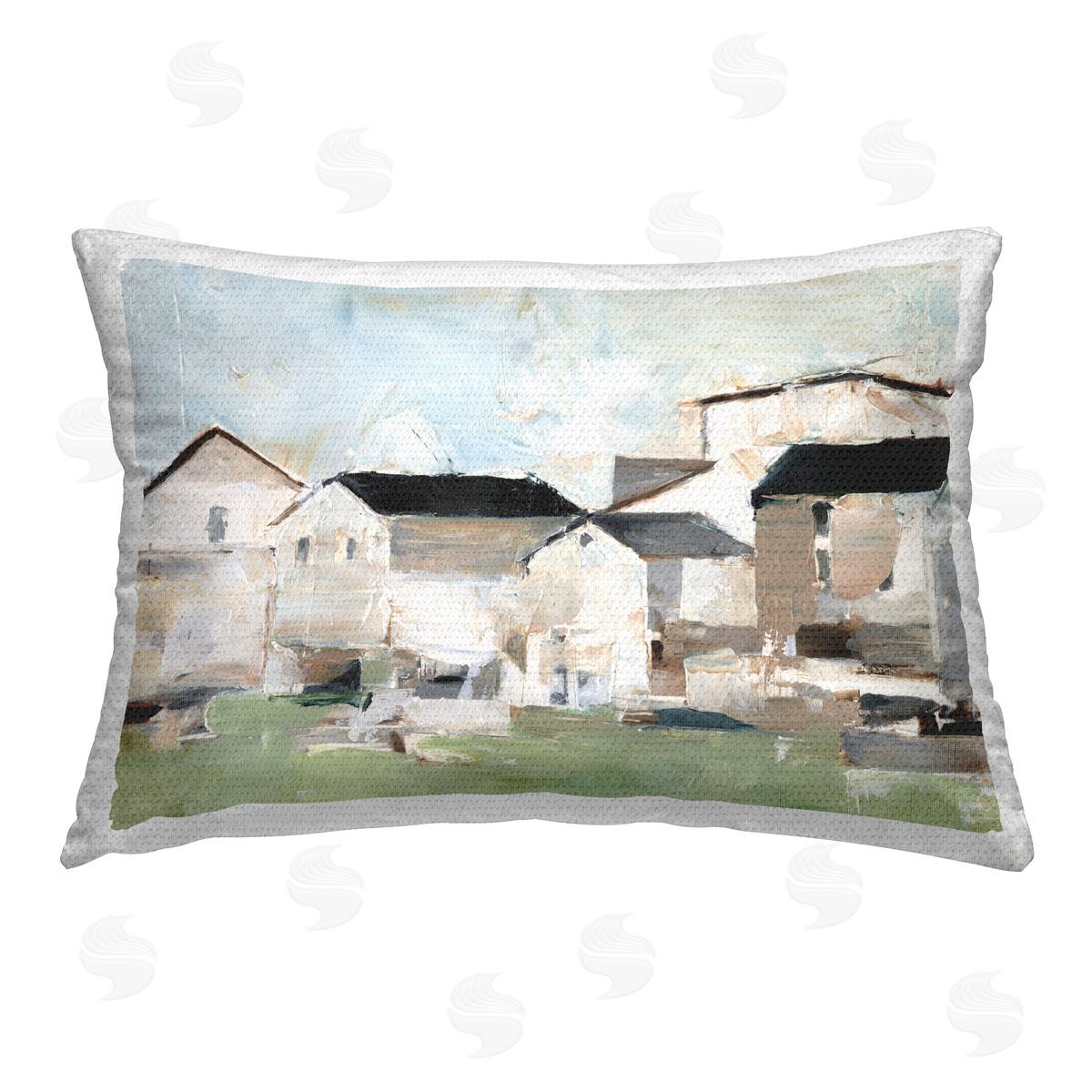 Ethan Harper Cluster of Buildings Abstraction Outdoor Quick-Dry Polyester Printed Throw Pillow