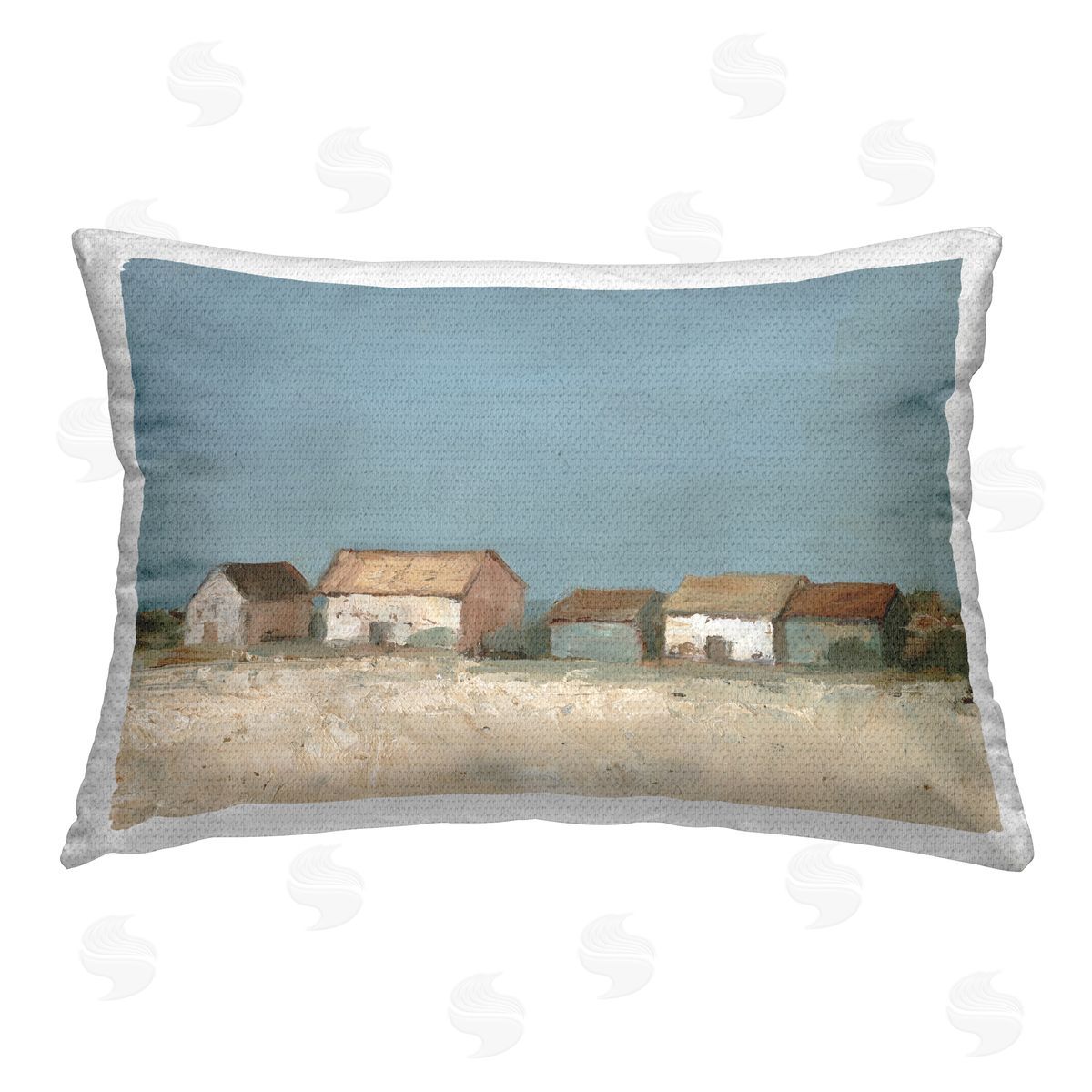 Ethan Harper Distant Town House Outdoor Quick-Dry Polyester Printed Throw Pillow
