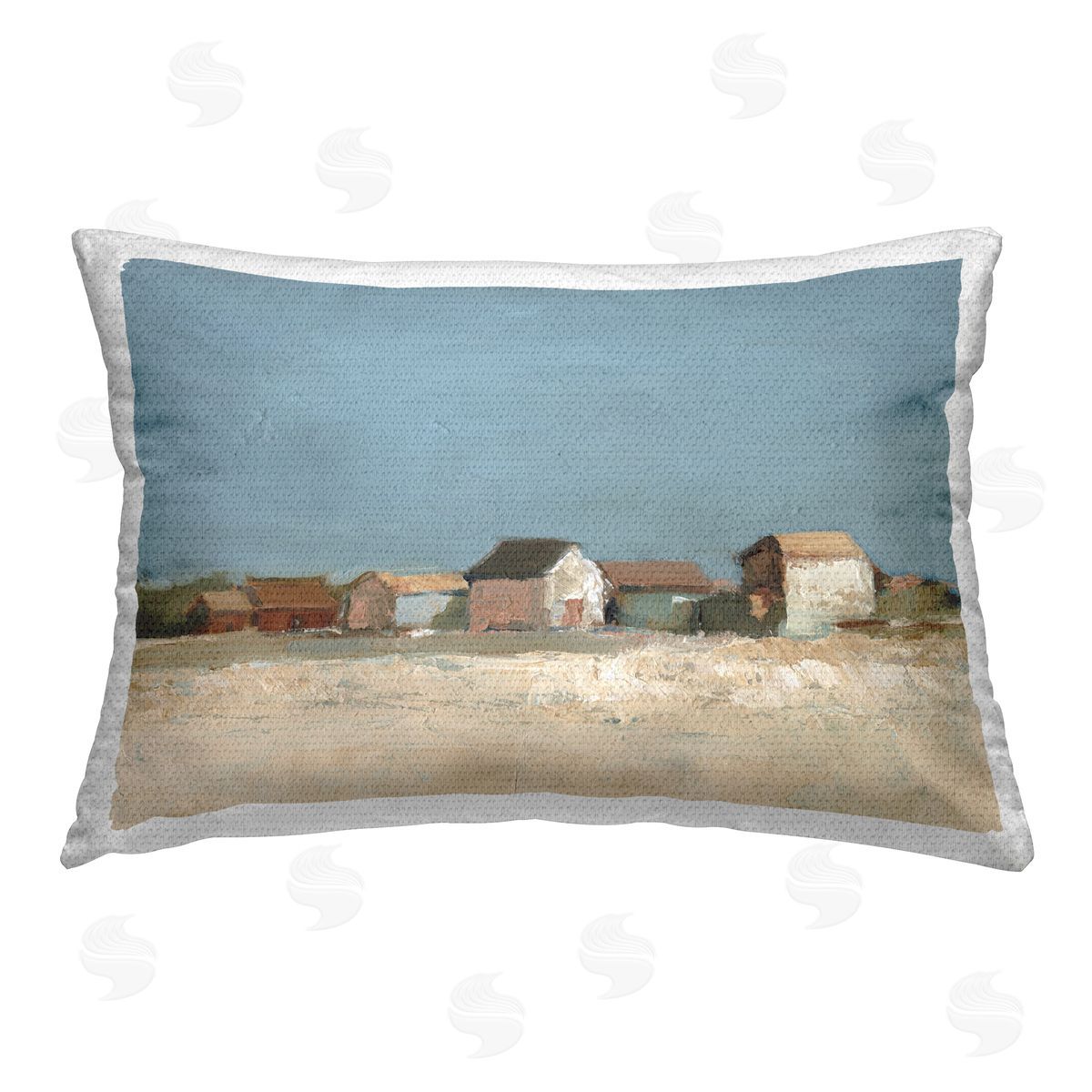 Ethan Harper Neighborhood in Distance Outdoor Quick-Dry Polyester Printed Throw Pillow