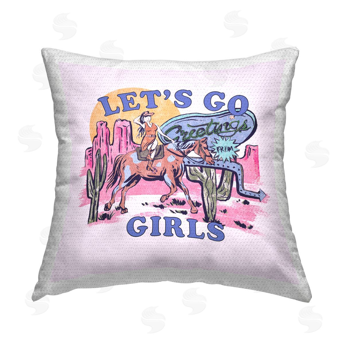 Melissa Wang Western Let's Go Girls Outdoor Quick-Dry Polyester Printed Throw Pillow