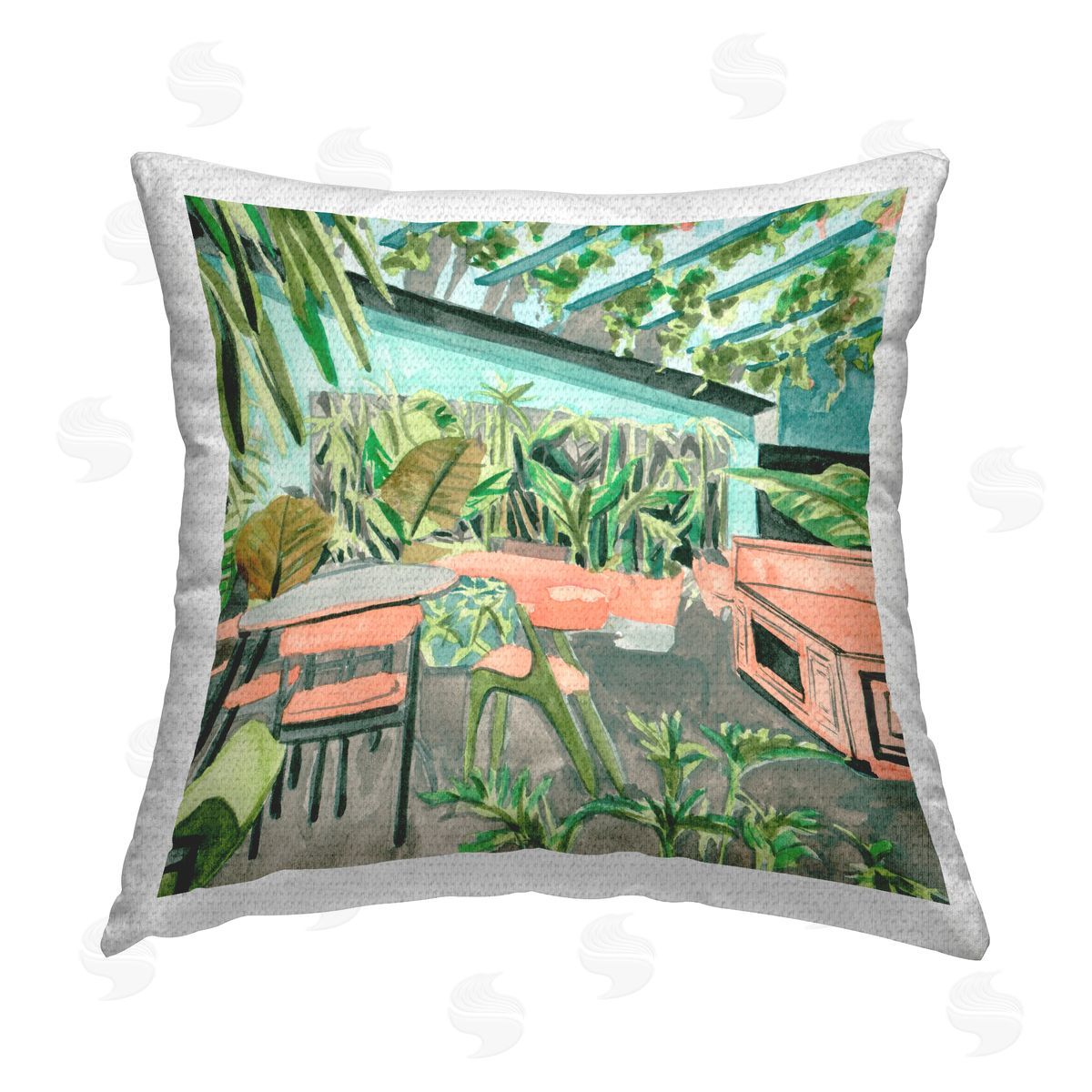 Melissa Wang Greenhouse Plants Café Outdoor Quick-Dry Polyester Printed Throw Pillow