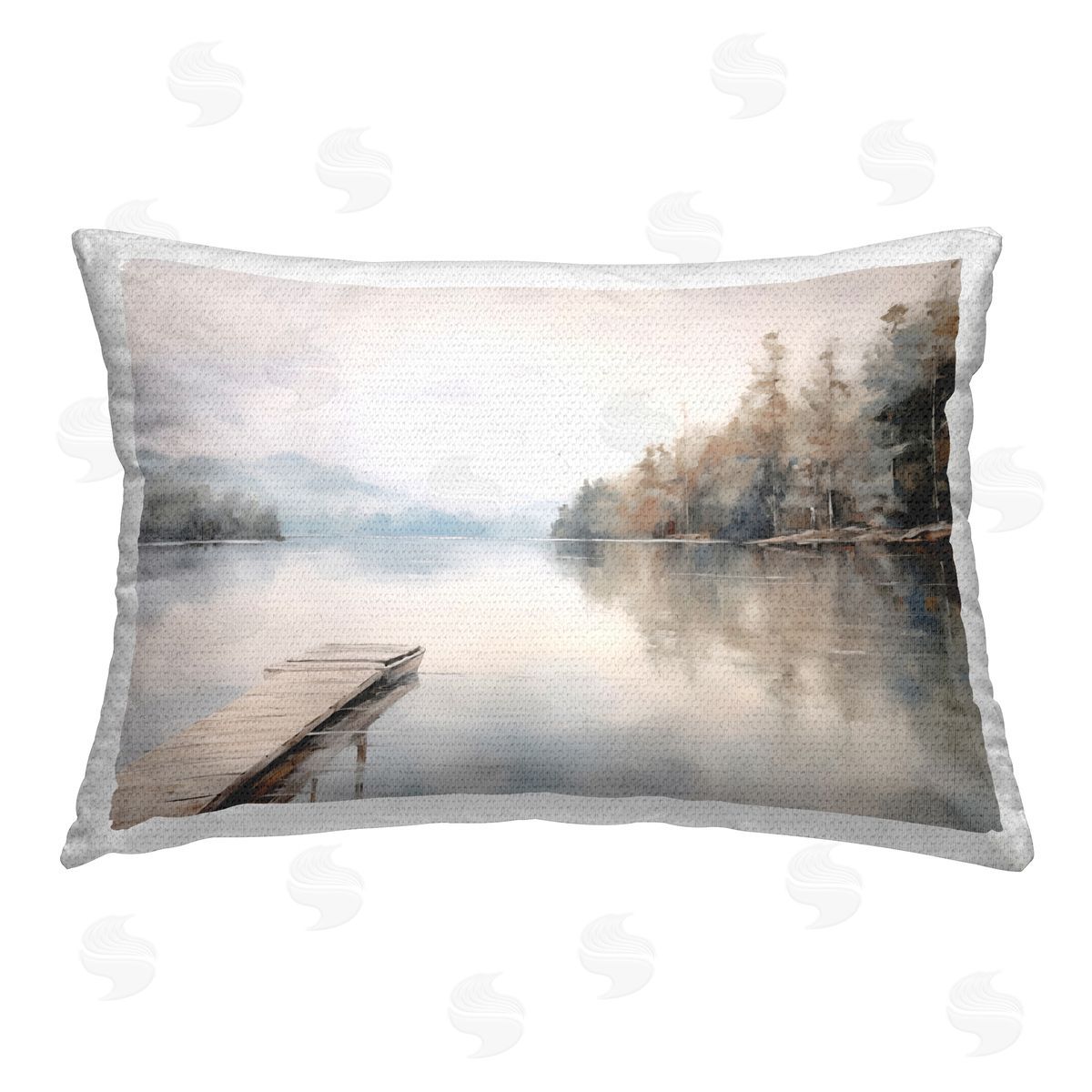 Arlington Prints Old Lake Dock View Outdoor Quick-Dry Polyester Printed Throw Pillow