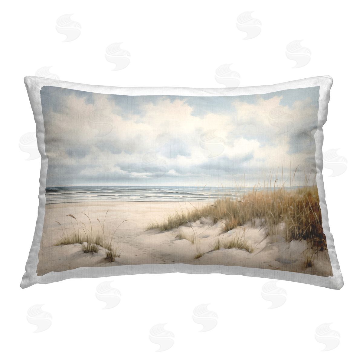 Arlington Prints Seascape with Soft Grasses Printed Plush Polyester Throw Pillow