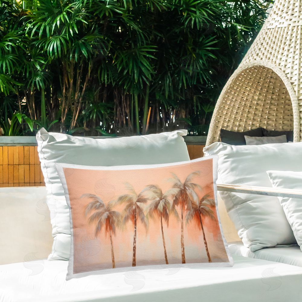 Arlington Prints Soft Palm Tree Lineup Outdoor Quick-Dry Polyester Printed Throw Pillow in Back Yard