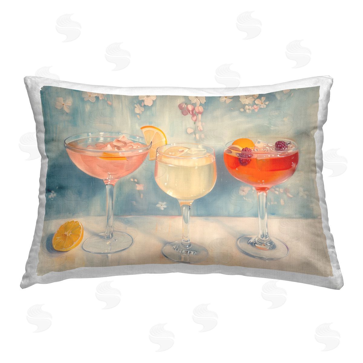 Arlington Prints Fun Fruity Cocktails Printed Plush Polyester Throw Pillow