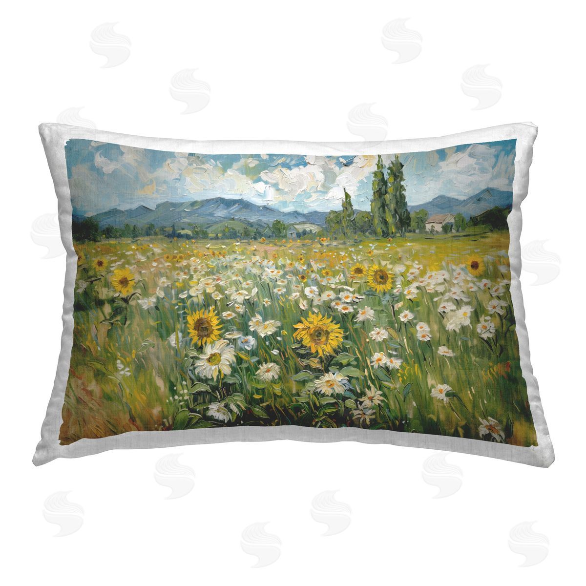 Arlington Prints Sunflower & Daisy Meadow Printed Plush Polyester Throw Pillow