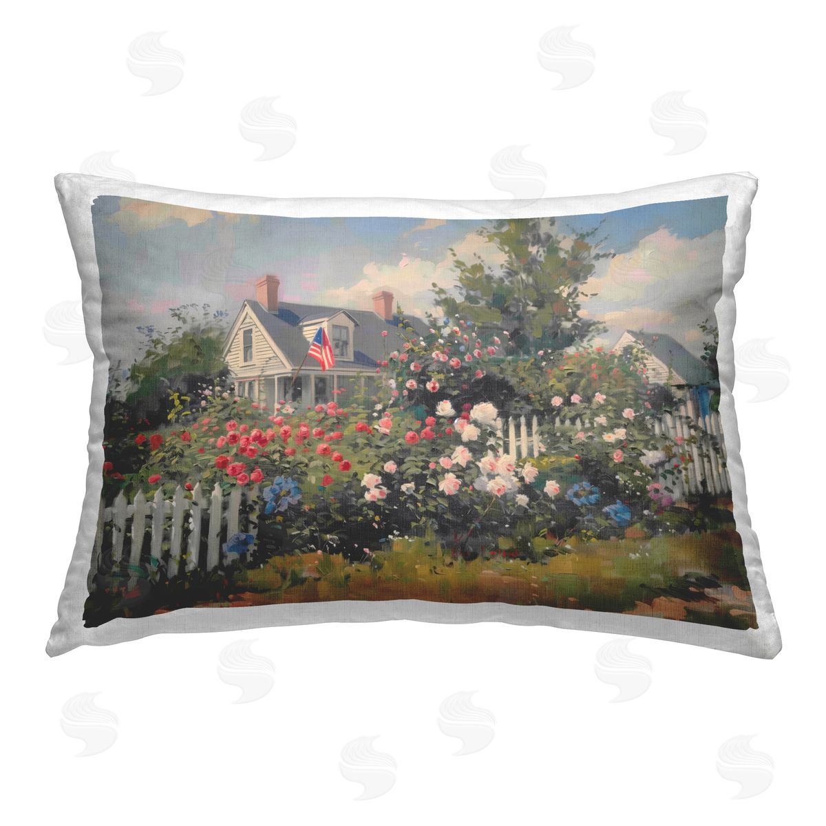 Arlington Prints Patriotic Cottage Garden Printed Plush Polyester Throw Pillow